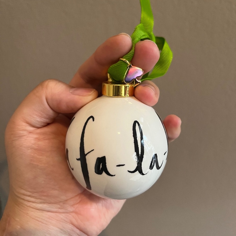 Kate Spade Ball Ornament Christmas Black White Fa La Deck The Halls FaLaLa